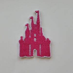 Pink Castle Embroidered Iron On Patch